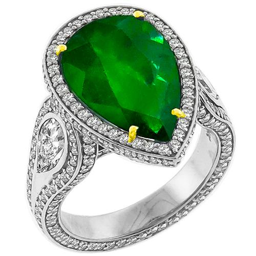 3.72ct Emerald Diamond Gold  Ring 