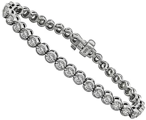 Round Cut Diamond 14k White Gold Bracelet