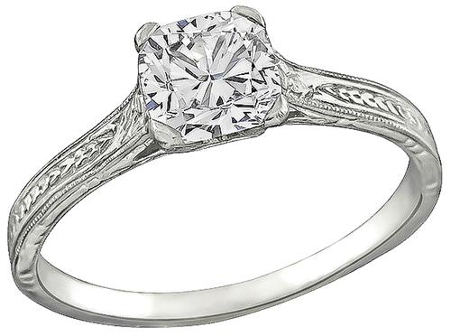 Modified Brilliant Cushion Cut Diamond Platinum Engagement Ring