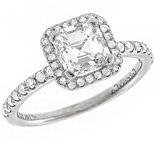  Gabriel & Co  GIA Certified 1.16ct Asscher   Cut Diamond 14k White Gold Engagement Ring 