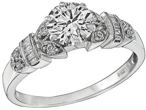 Round Cut Diamond 14k White Gold Engagement Ring