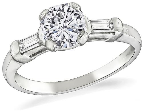 Octagon Shape Diamond Platinum Engagement Ring