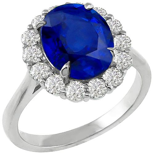 Princess Di 4.56ct Sapphire 0.85ct Diamond Engagement Ring 