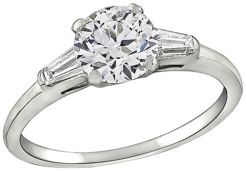 Old Mine Cut Diamond Platinum Engagement Ring by Raymond Yard