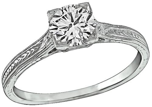 Round Brilliant Cut Diamond Platinum Engagement Ring