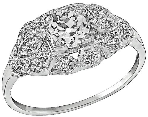 Old European Cut Diamond Platinum Engagement Ring