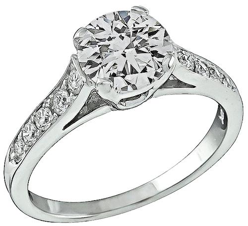 Round Brilliant Cut Diamond 18K White Gold Engagement Ring