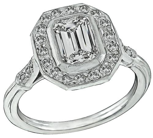 Emerald Cut Diamond Platinum Engagement Ring