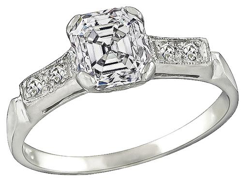 Asscher Cut Diamond Platinum Engagement Ring