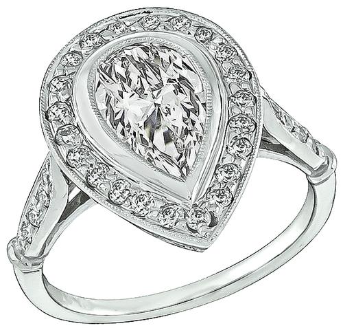 Pear Shape Diamond Platinum Engagement Ring