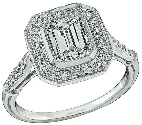 Emerald Cut Diamond Platinum Engagement Ring