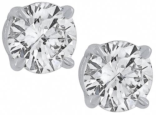 Round Brilliant Cut Diamond 14k White Gold Stud Earrings