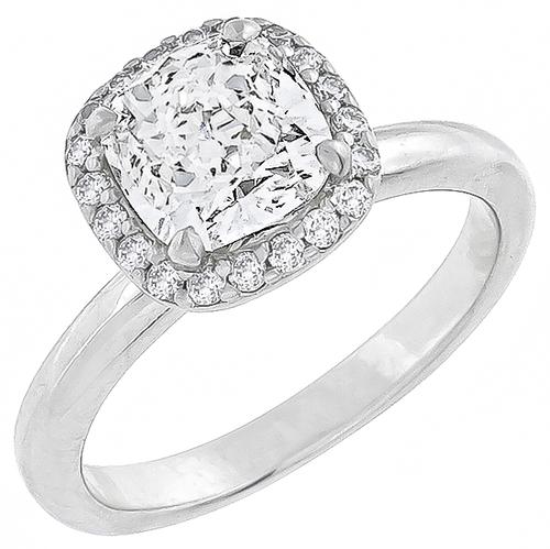 Cushion Cut Diamond Platinum Engagement Ring