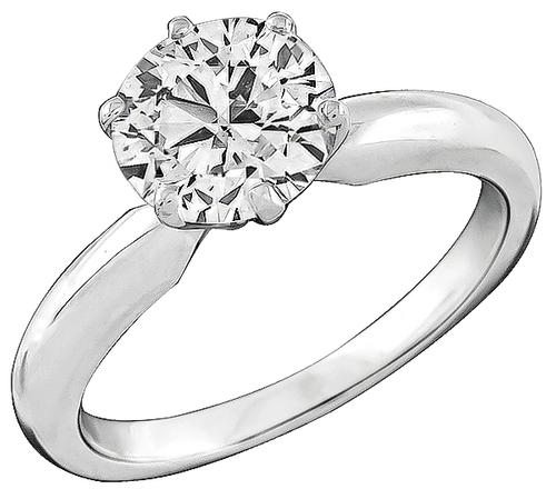 Round Cut Diamond 14k White Gold Engagement Ring