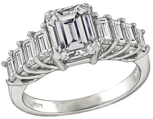 Emerald Cut Diamond Platinum Engagement Ring