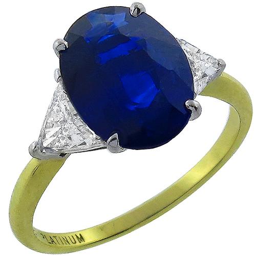 3.58ct Sapphire  Diamond  Gold Platinum Ring 