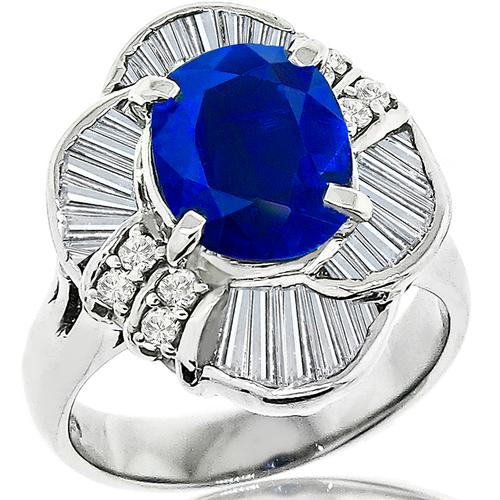 2.41ct Sapphire 1.18ct Diamond Platinum Ring