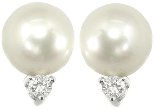 Pearl Dimaond 18k White Gold Earrings