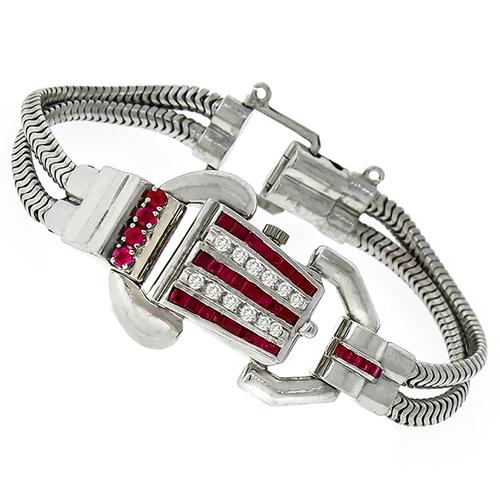 Ruby Diamond Cover Watch Bracelet