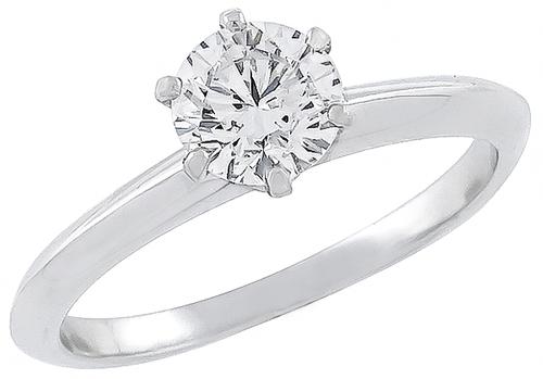 GIA Certified Round Cut Diamond Platinum Engagement Ring