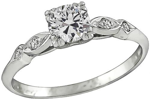 1930s Round Cut Diamond 18k White Gold Engagement Ring