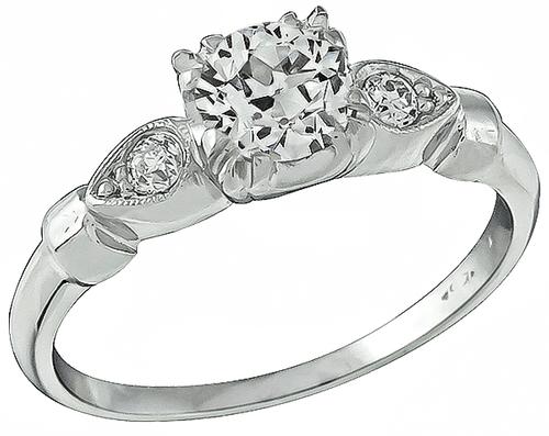 1920s Round Cut Diamond Platinum Engagement Ring