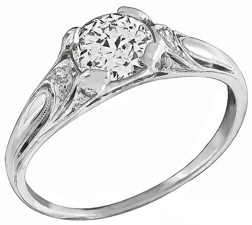 1920s Round Cut Diamond Platinum Engagement Ring