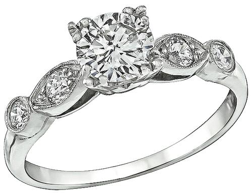 1920s Round Cut Diamond Platinum Engagement Ring