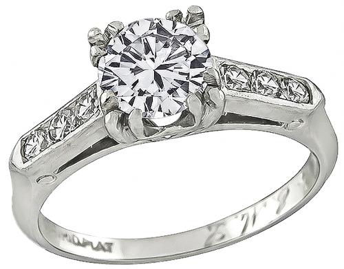 1920s Round Cut Diamond Platinum Engagement Ring