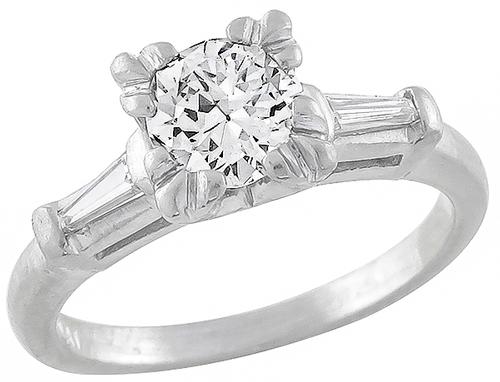 1920s Round Cut Diamond Platinum Engagement Ring