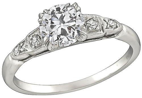 1920s Old Mine Cut Diamond Platinum Engagement Ring