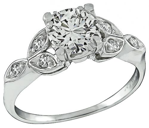 1920s Round Cut Diamond Platinum Engagement Ring