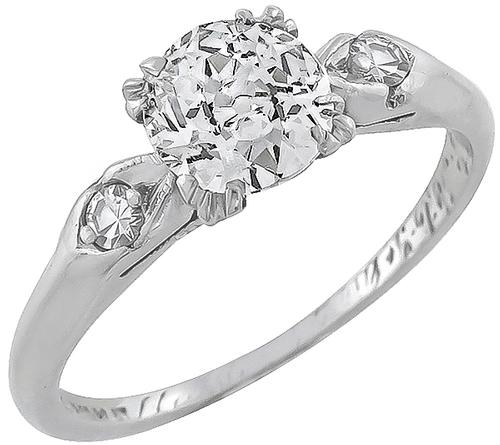 1920s Old European Cut Diamond Platinum Engagement Ring