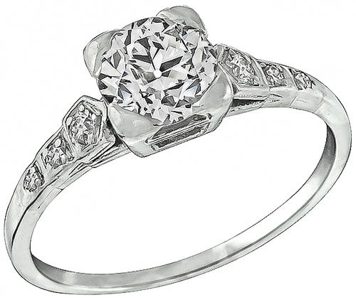 1920s Old Mine Cut Diamond Platinum Engagement Ring