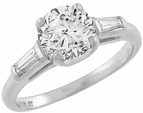 EGL Certified Round Brilliant Cut Diamond Platinum Engagement Ring