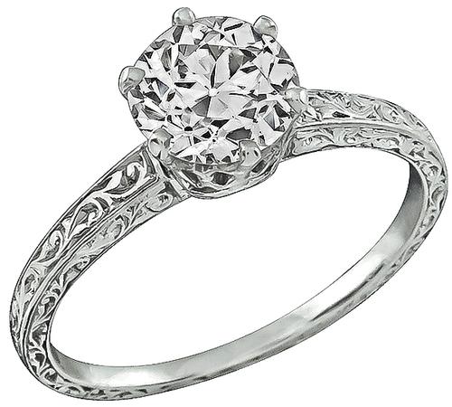 1930s Old Mine Cut Diamond Platinum Engagement Ring