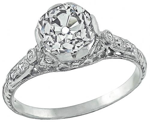 Edwardian Old Mine Cut Diamond Platinum Engagement Ring