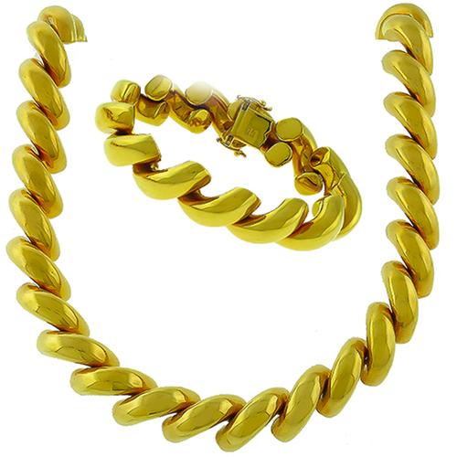 Buy Vintage 1960s 14k Yellow Gold Bracelet & Necklace Set - New York ...