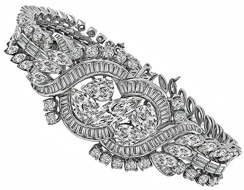 Vintage Platinum and Diamond Art Deco Bracelet, 10.5 carats