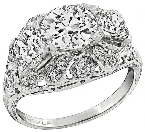 Old Mine Cut Diamond Platinum Ring