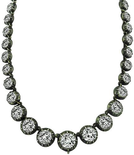 Victoiran Old Mine Cut Diamond Silver and Gold Necklace