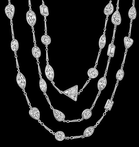 Vintage 67.23ct Diamond Platinum Necklace