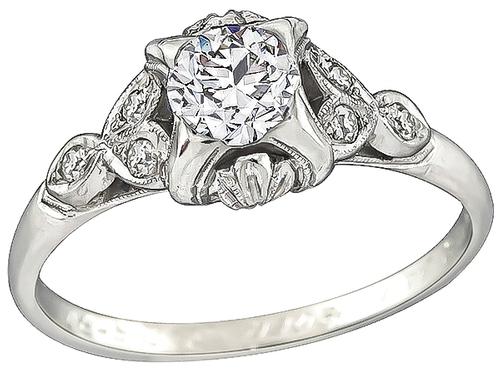 1930s Old Mine Cut Diamond 18k White Gold Engagement Ring