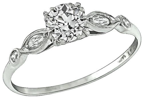 1920s Old European Cut Diamond Platinum Engagement Ring