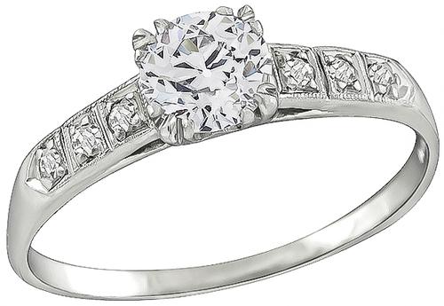 Art Deco Old European Cut Diamond Platinum Engagement Ring