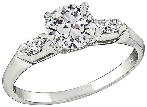 1920s Round Cut Diamond Platinum Engagement Ring