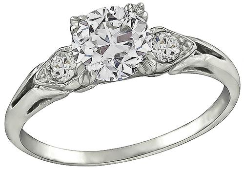 1920s Old Mine Cut Diamond Platinum Engagement Ring