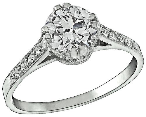 Edwardian Old Mine Cut Diamond Platinum Engagement Ring