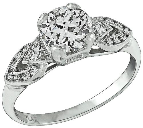 Art Deco Old European Cut Diamond Platinum Engagement Ring