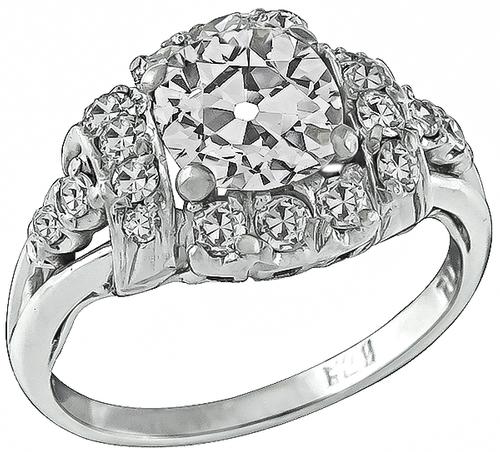 1920s Old Mine Cut Diamond Platinum Engagement Ring